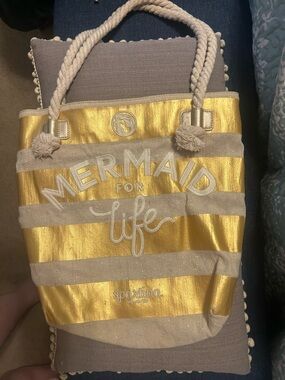 Spartina 449 Gold & Natural Stripe 'Mermaid for Life' Tote